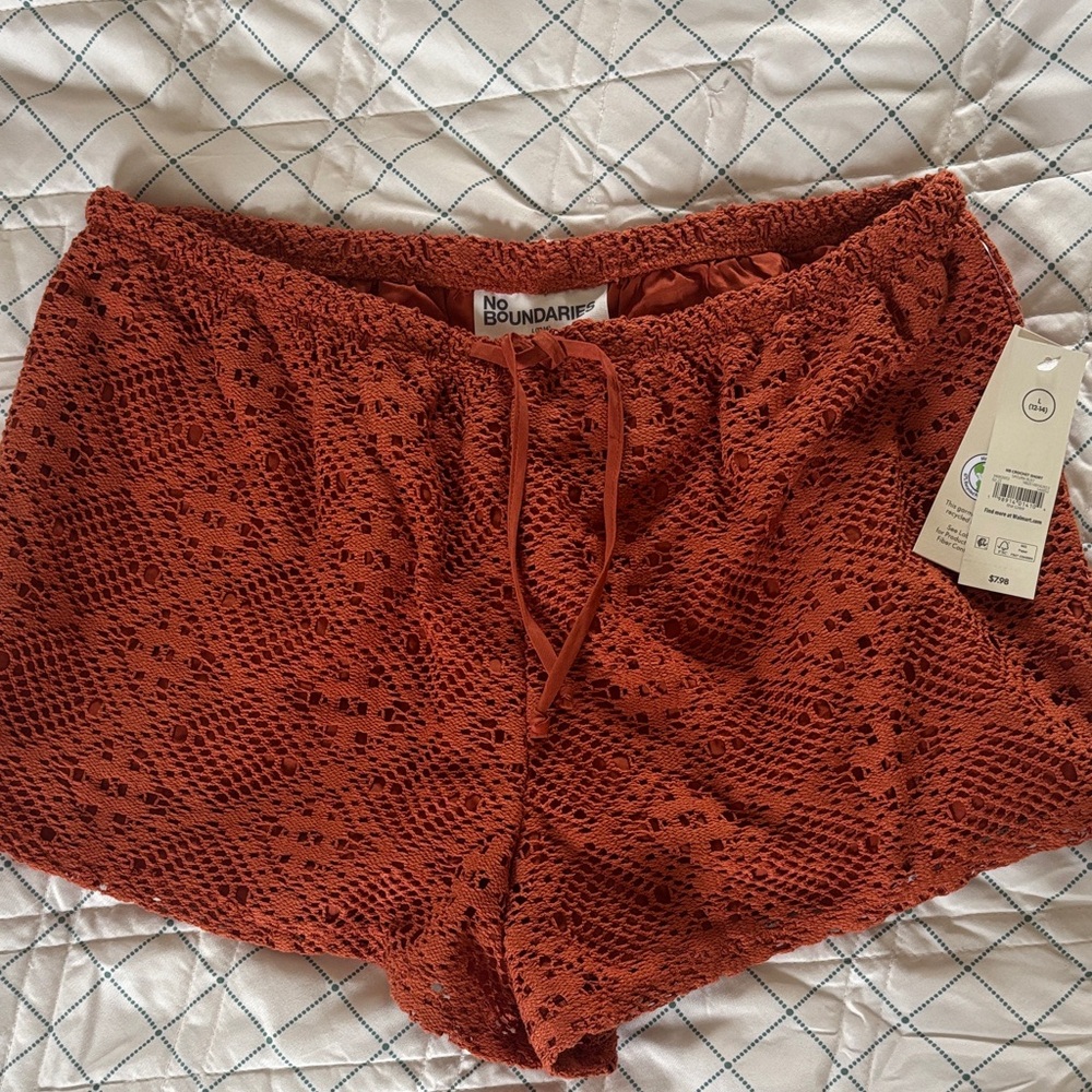 No Boundaries Terracotta Crochet Shorts